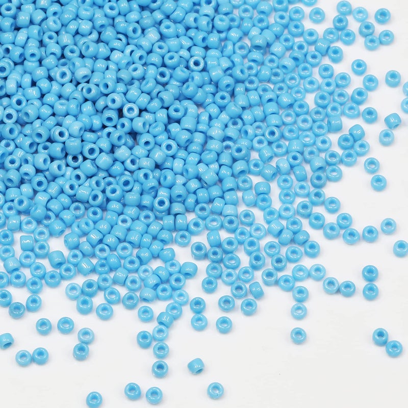 BALABEAD Opaque Light Blue Color Loose Seed Beads About 4000pcs in Box 8/0 Glass Craft Seed Beads for Jewelry Making, Hole 0.7mm (Light Blue) - Image 2